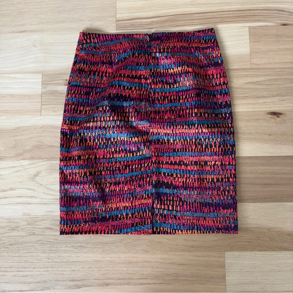 Ann Taylor Colorful Boho Pencil Lined Skirt Size 6 Back Zip Retro - Picture 2 of 8